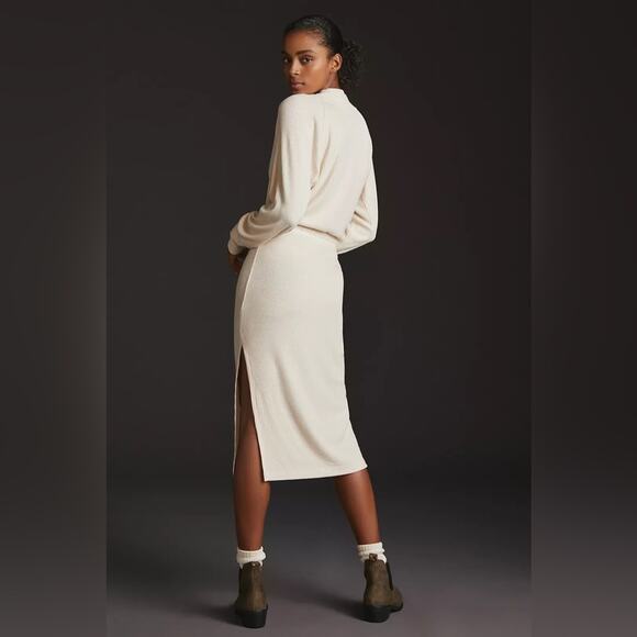 Anthropologie Daily Practice Cowl Neck Midi Dress Cream Sweater Dress Size XS - Picture 7 of 13